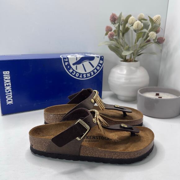 Birkenstock Gizeh Fringe Sandal Graceful Toffee Fringe Women